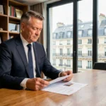 Portrait d'un dirigeant français influent dans son bureau exécutif parisien, illustrant le parcours professionnel de Marc Warnod